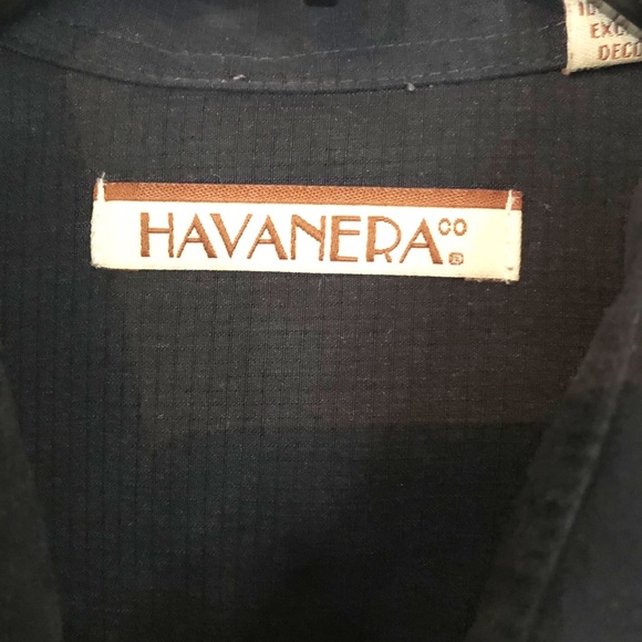 [Havanera] Black Button Down Pocker Print Men’s Shirt Boy’s Night Game Night L - Picture 6 of 9